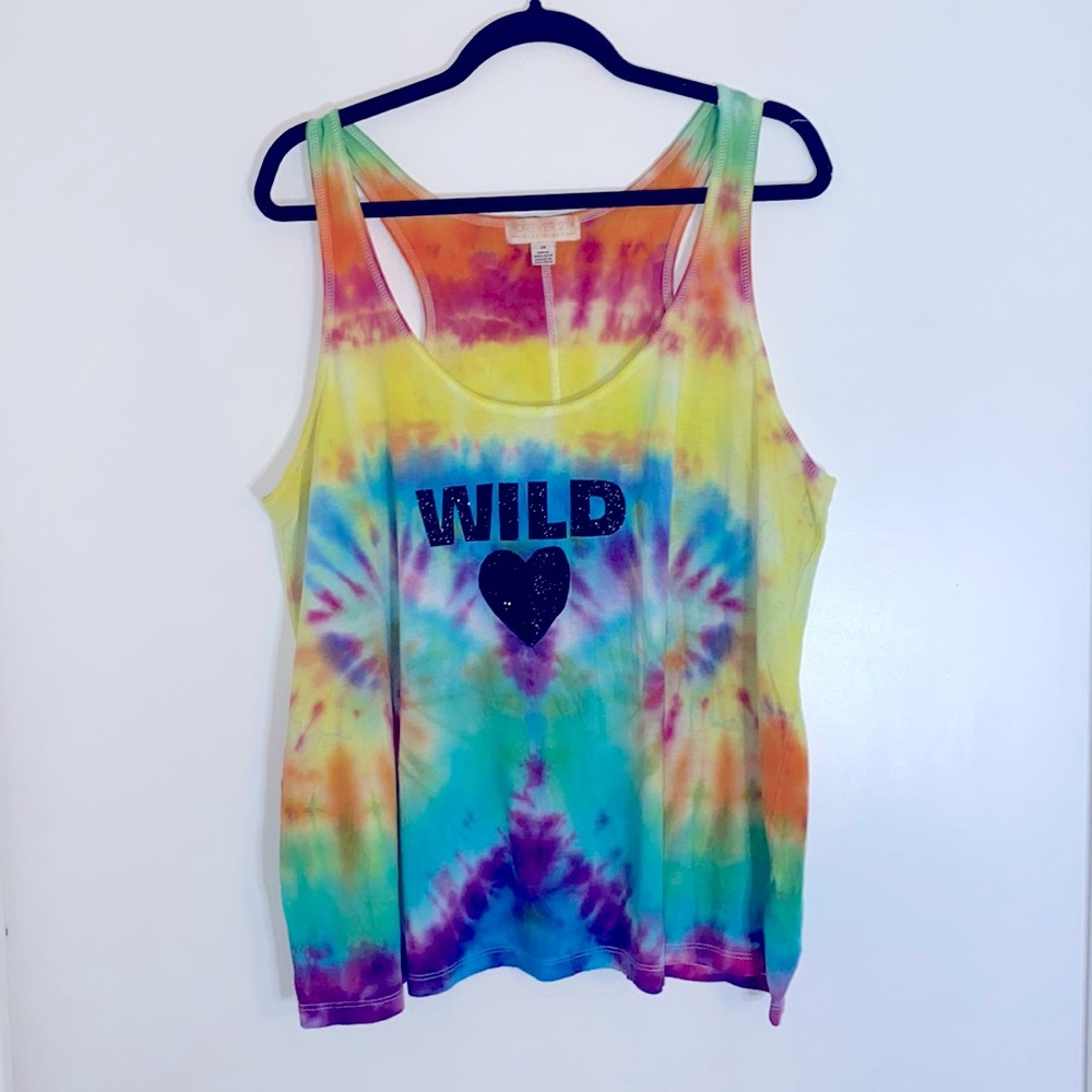 Tie-dye Tank Top Wild Heart Glitter Graphic